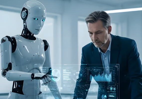 AI assistant supporting business professional.